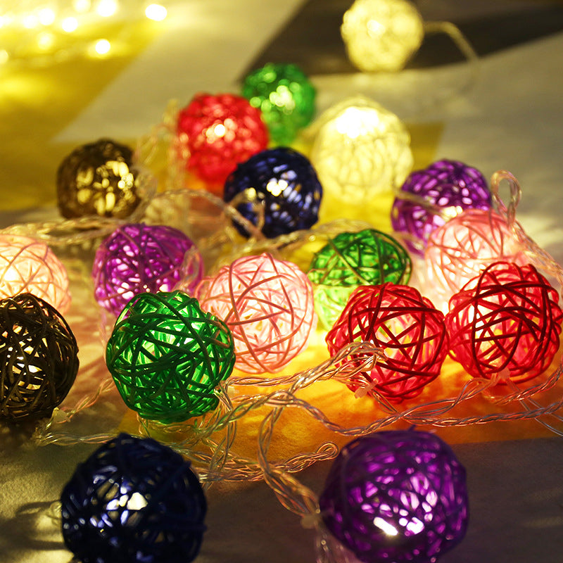 Woven Rattan Globe Lights full strand