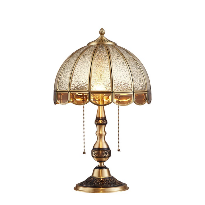 Gold Copper Frosted Glass Table Lamp, close-up of frosted glass shade