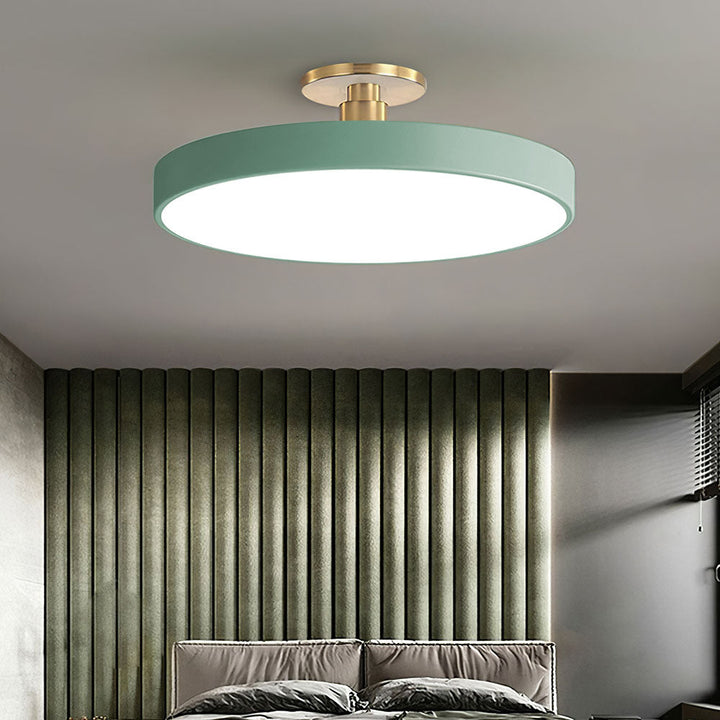 Modern Round LED Flush Mount Ceiling Light with Dimmable Options and Metallic Accent