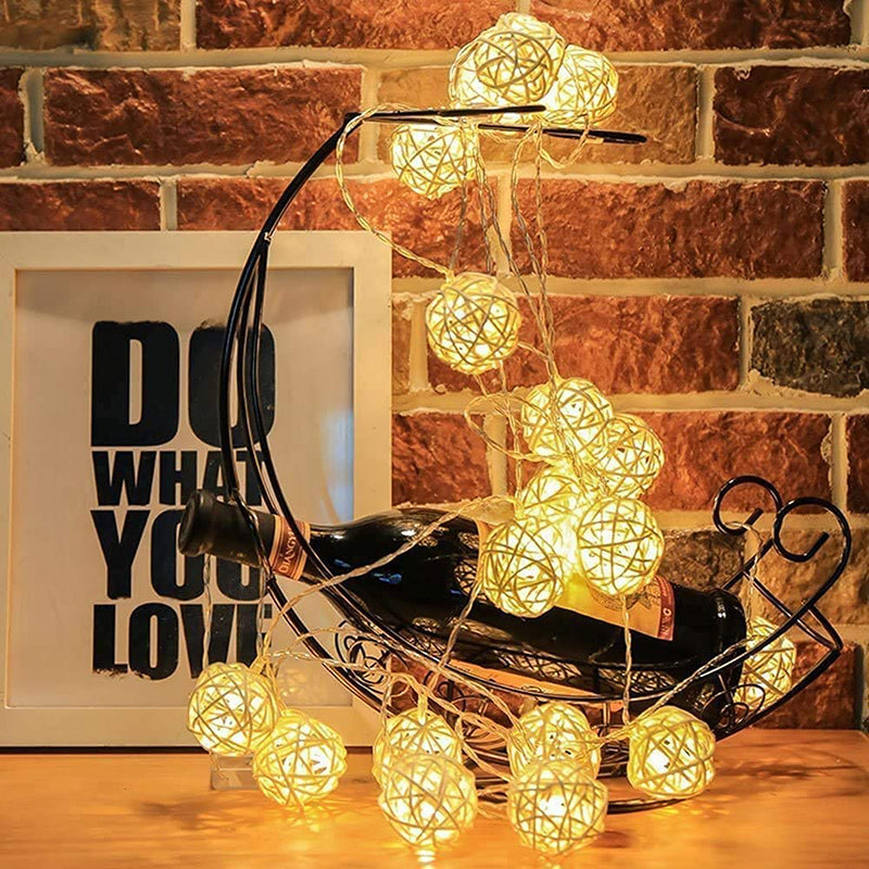 Woven Rattan Globe Lights white variant