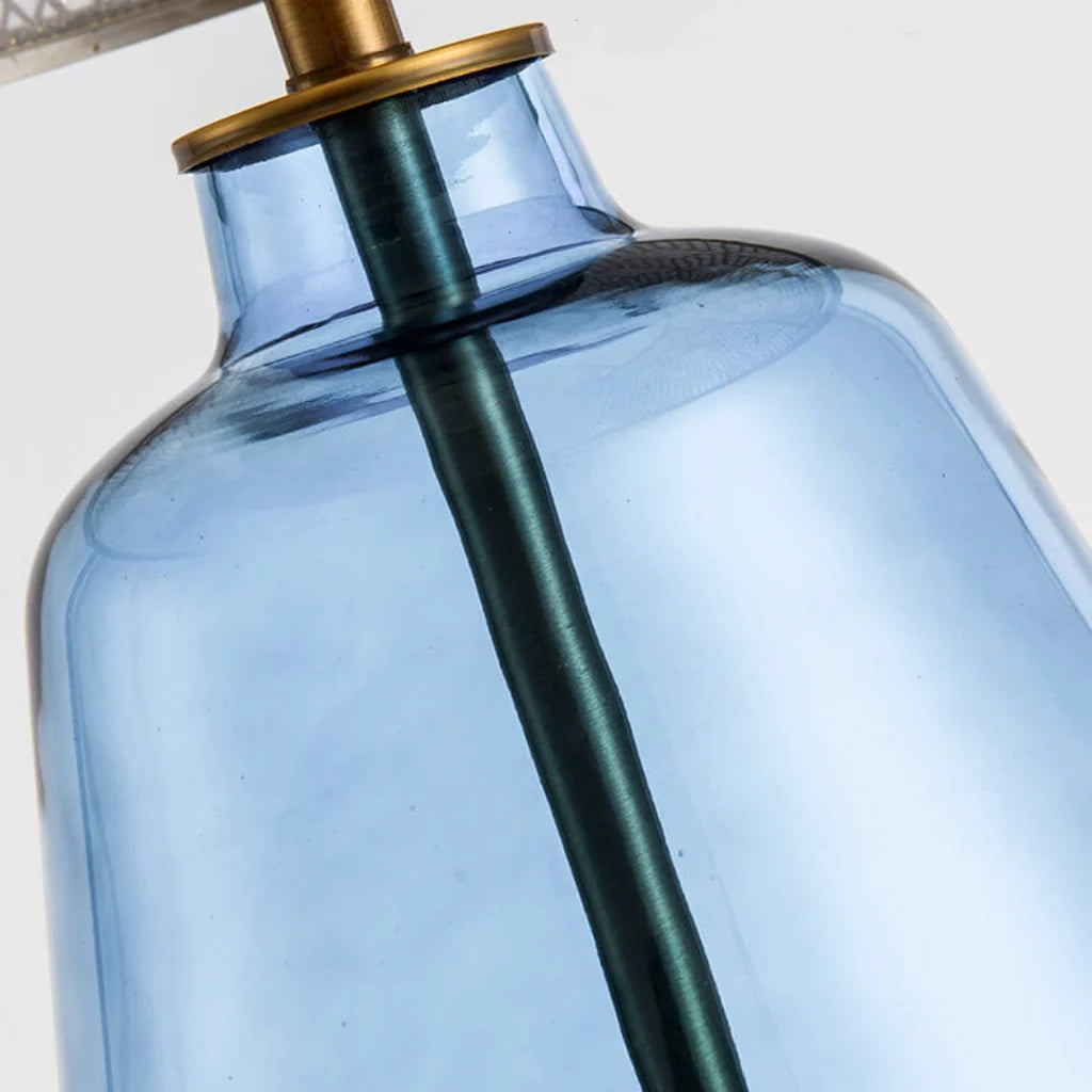 Blue Glass Table Lamp scale and dimension reference