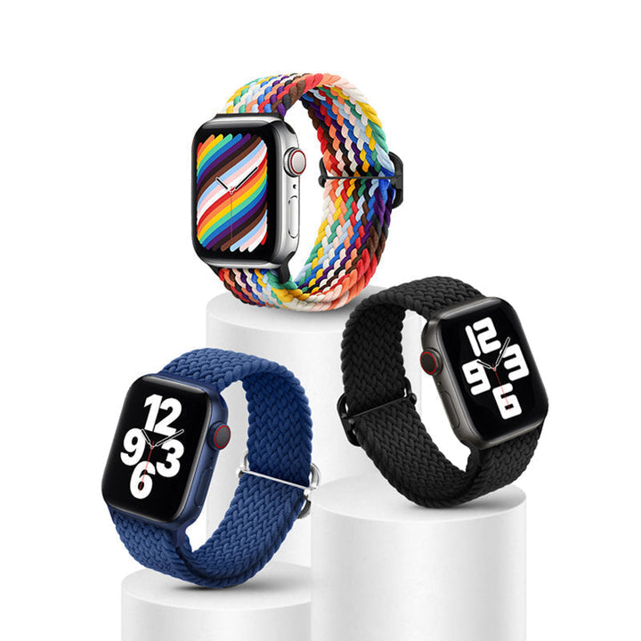 Blue Woven Nylon Watch Band on wrist lifestyle