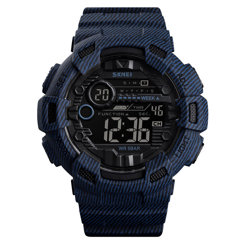 Light Blue Waterproof Digital Sport Watch front view
