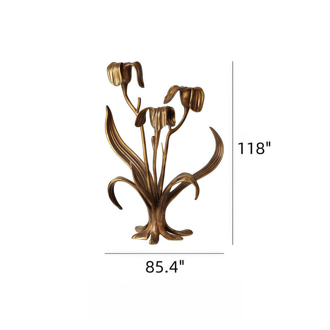 Cast Bronze Iris Candlestick on mantel