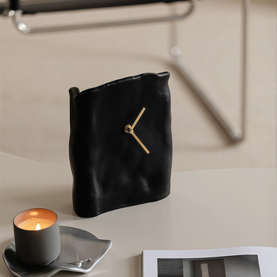 Wabi-Sabi Resin Desk Clock white finish