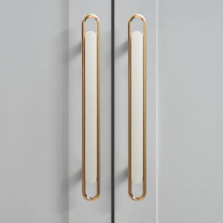 Gold Zinc Alloy Bar Pulls on tall wardrobe doors