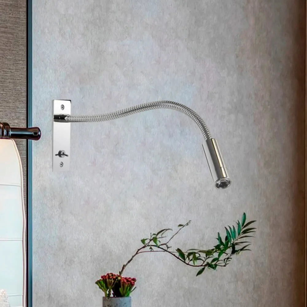Gooseneck LED Wall Reading Lamp warm light on