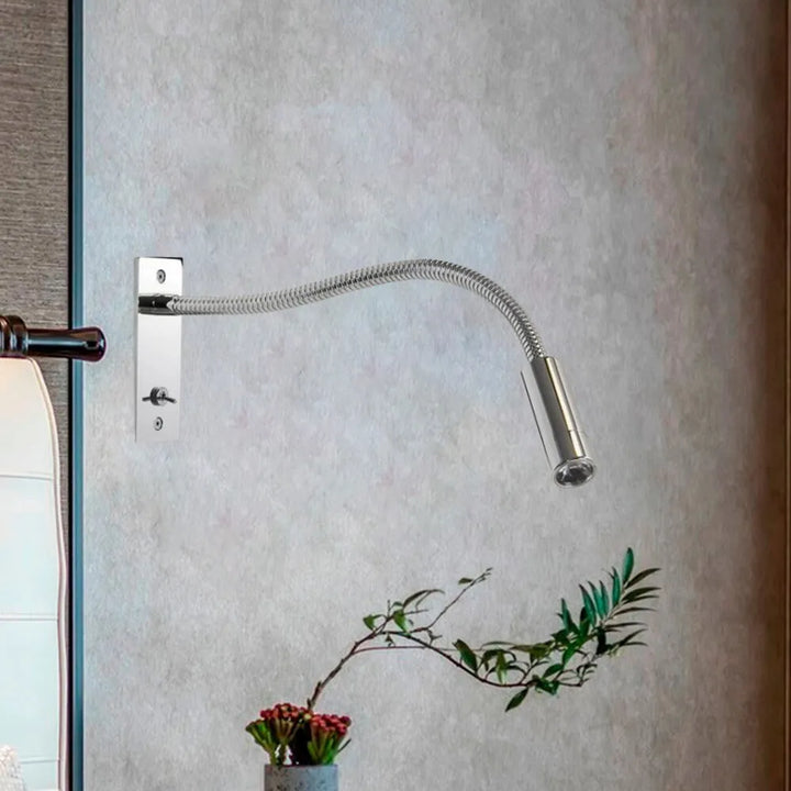 Gooseneck LED Wall Reading Lamp warm light on