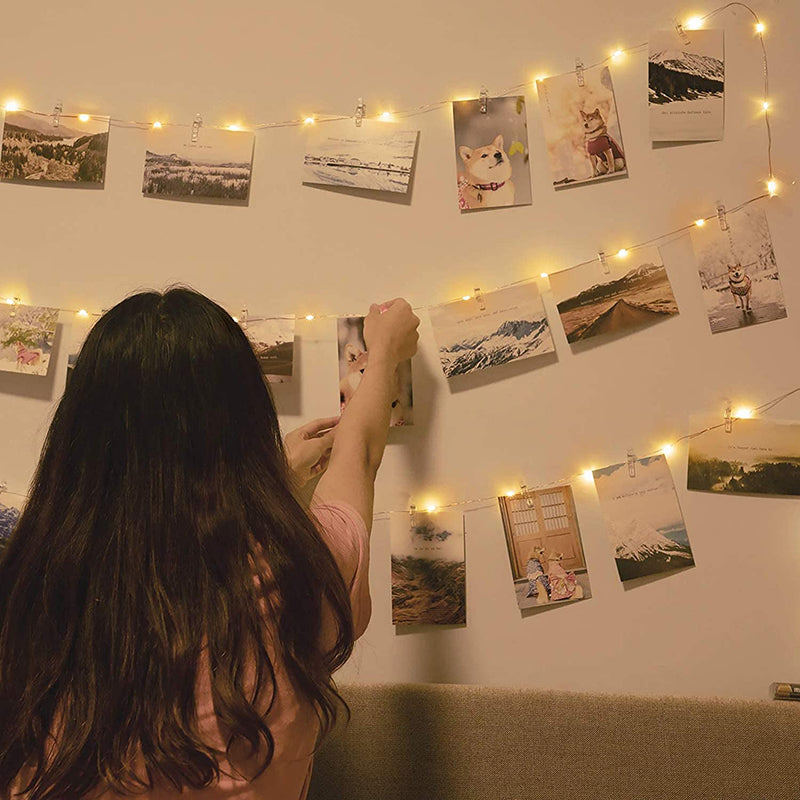 Photo Clip Fairy Lights bedroom display