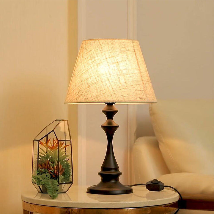 Vintage Fabric-Shade Table Lamp base detail close-up