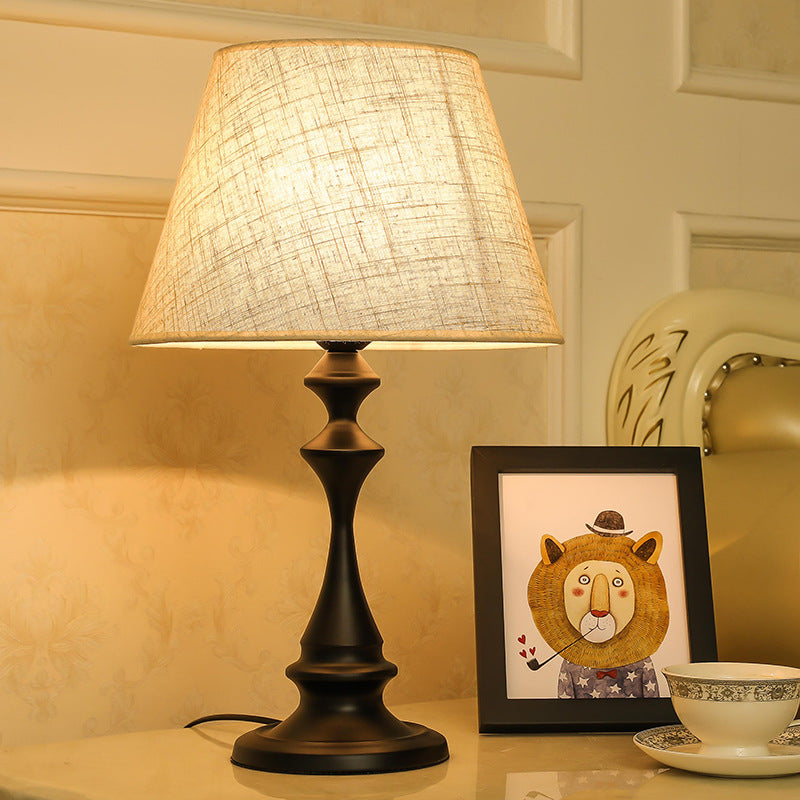 Vintage Fabric-Shade Table Lamp on nightstand lifestyle