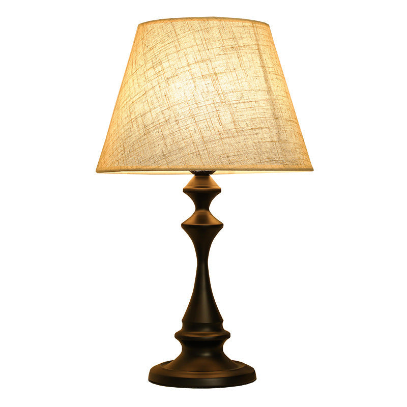 Vintage Fabric-Shade Table Lamp glowing warm light lifestyle