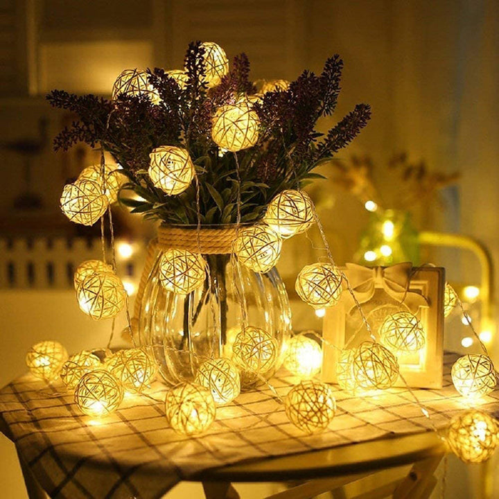 Woven Rattan Globe Lights