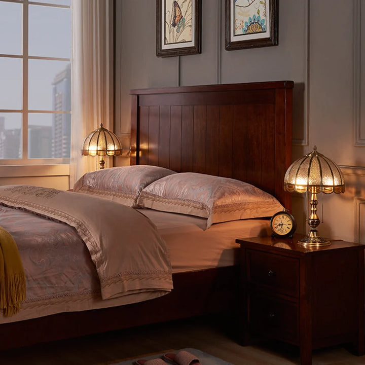 Gold Copper Frosted Glass Table Lamp, base and switch detail