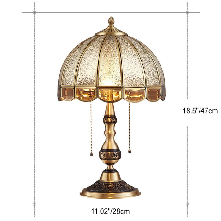 Gold Copper Frosted Glass Table Lamp, top view