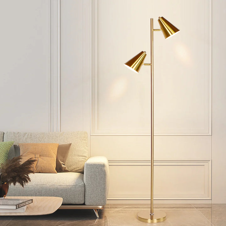 Gold-Horn Dual Globe Floor Lamp living room lifestyle