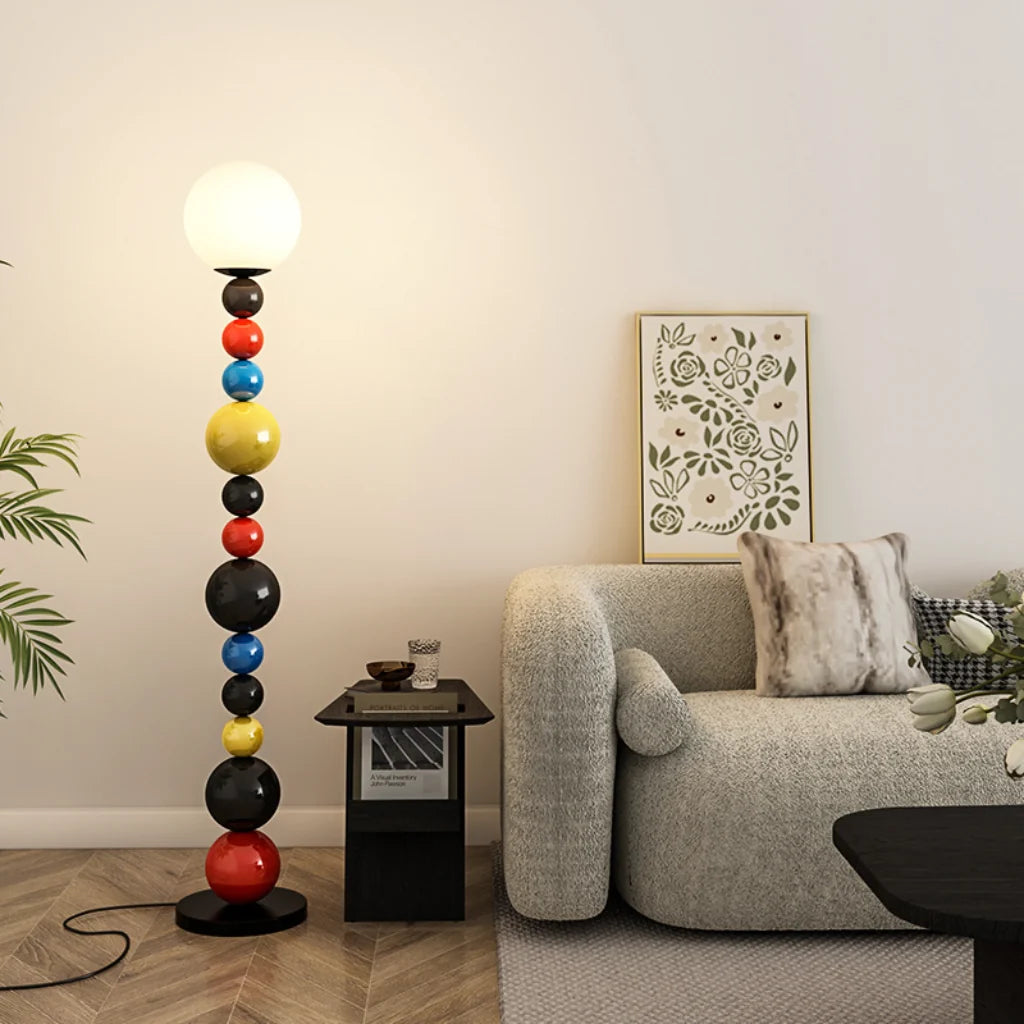 Stacked Glass Orb Floor Lamp front view