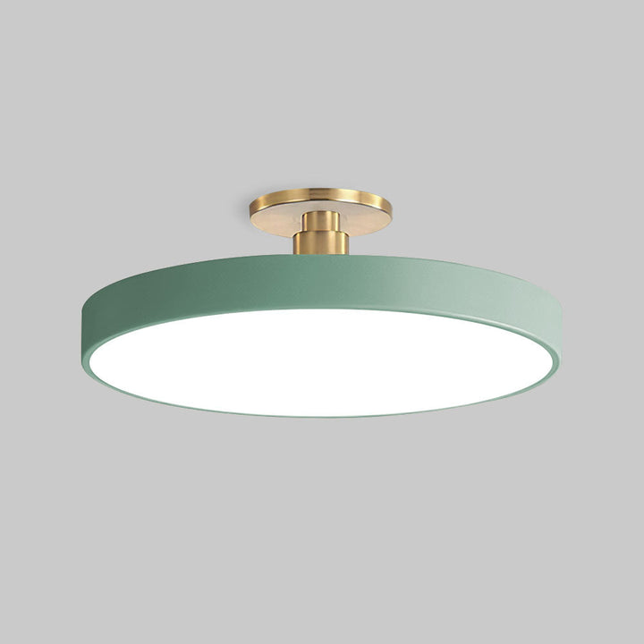 Modern Round LED Flush Mount Ceiling Light with Dimmable Options and Metallic Accent