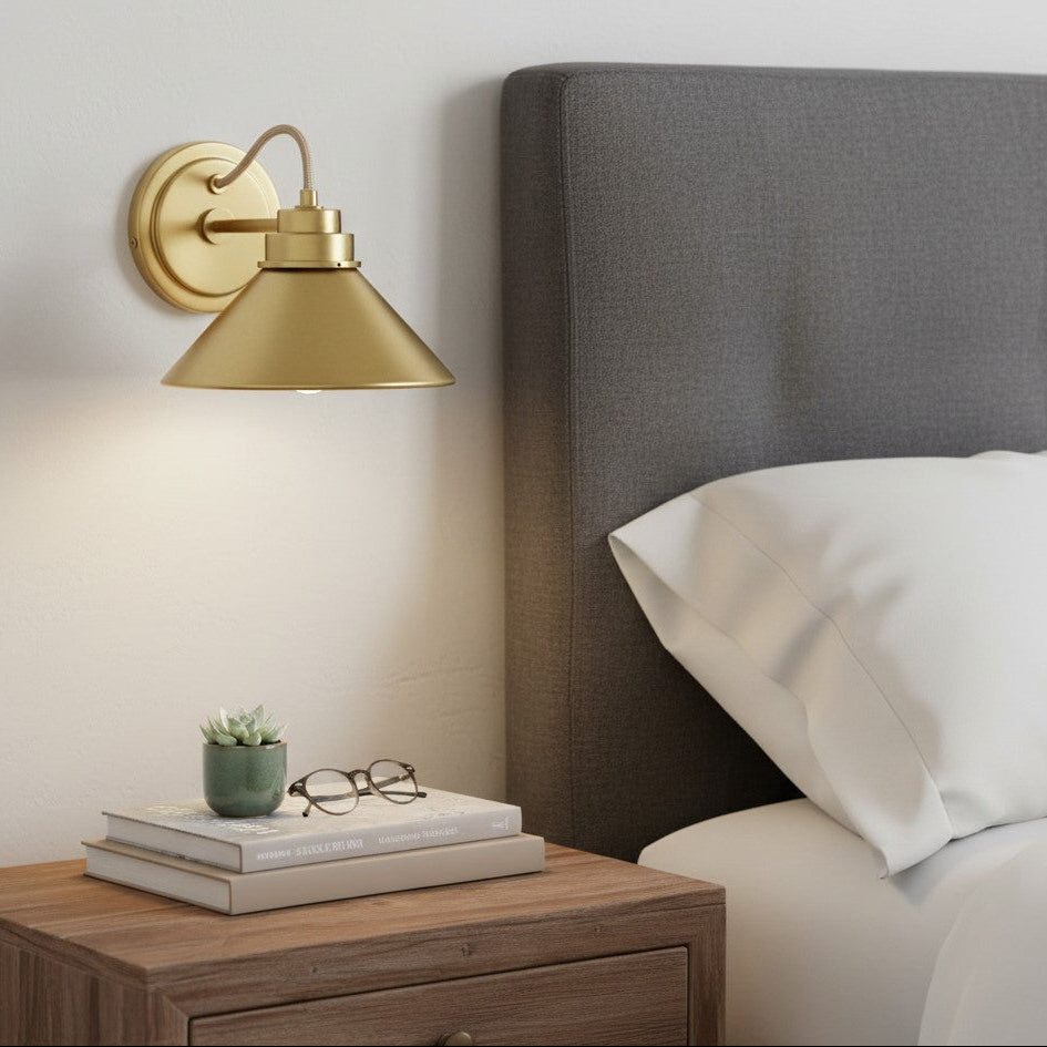 Curved Arm Cone Wall Sconce