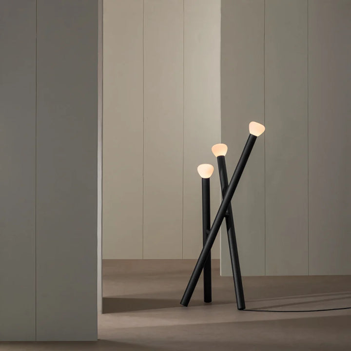 Sculptural Glass Globe Floor Lamp, styled room setting