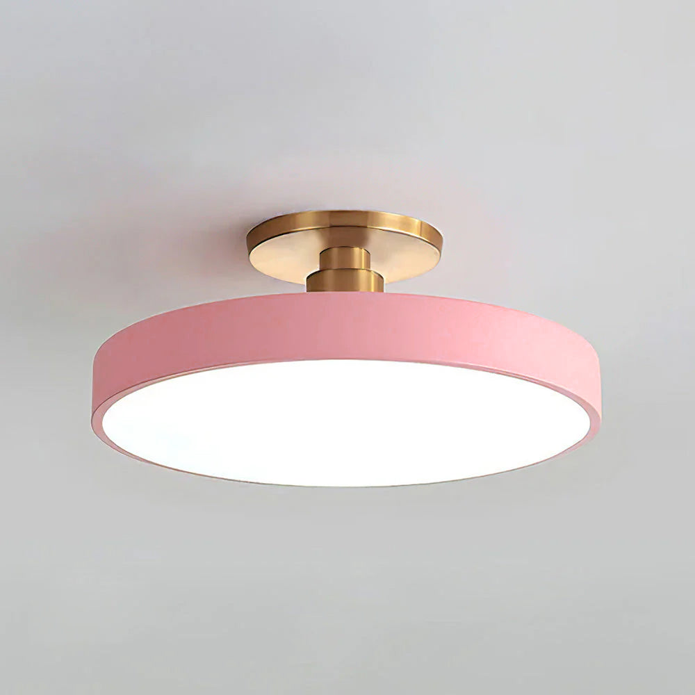 Modern Round LED Flush Mount Ceiling Light with Dimmable Options and Metallic Accent