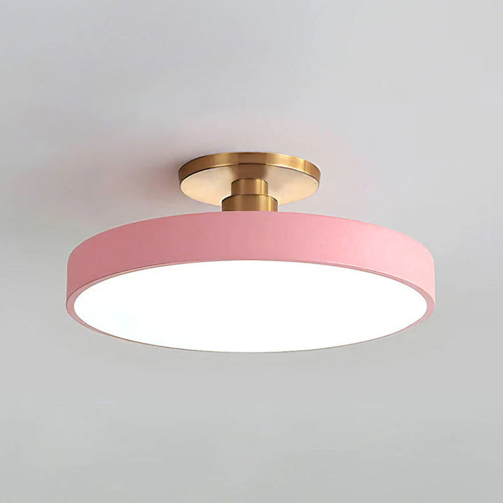 Modern Round LED Flush Mount Ceiling Light with Dimmable Options and Metallic Accent