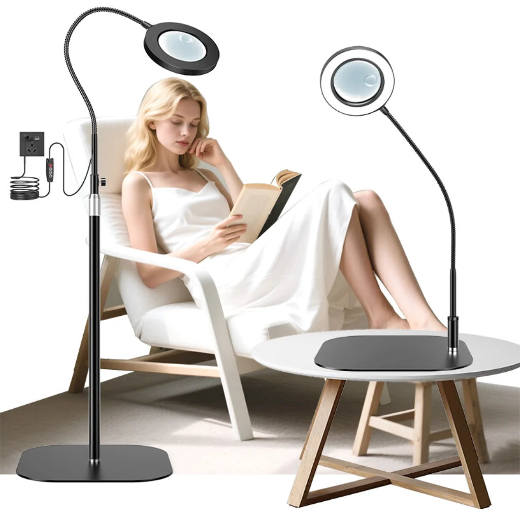 Black LED Magnifying Lamp floor and desk styles lifestyle