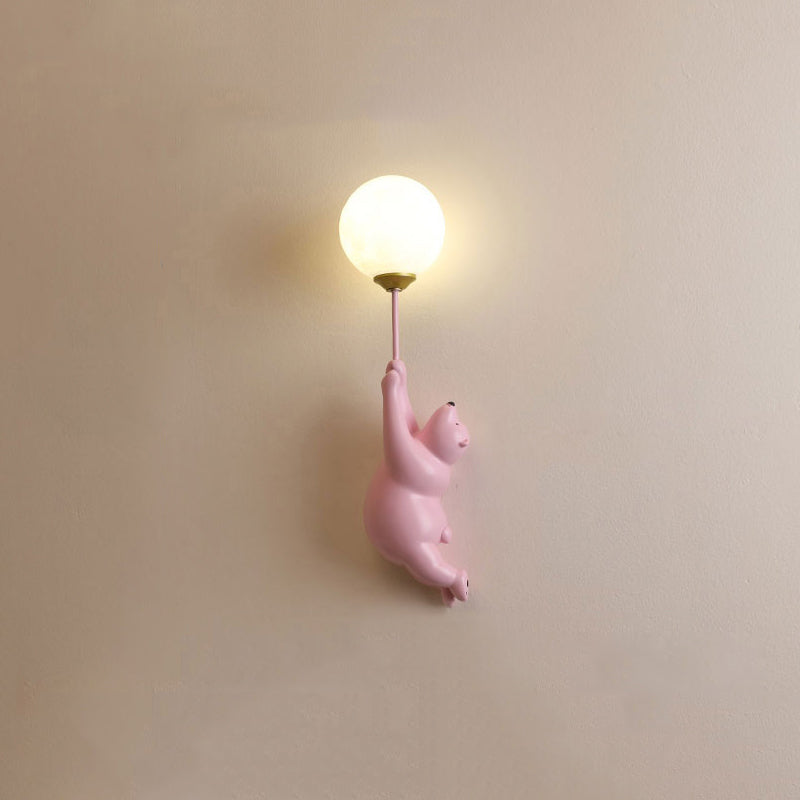 Blue Resin Bear Balloon Wall Lamp lifestyle in bedroom