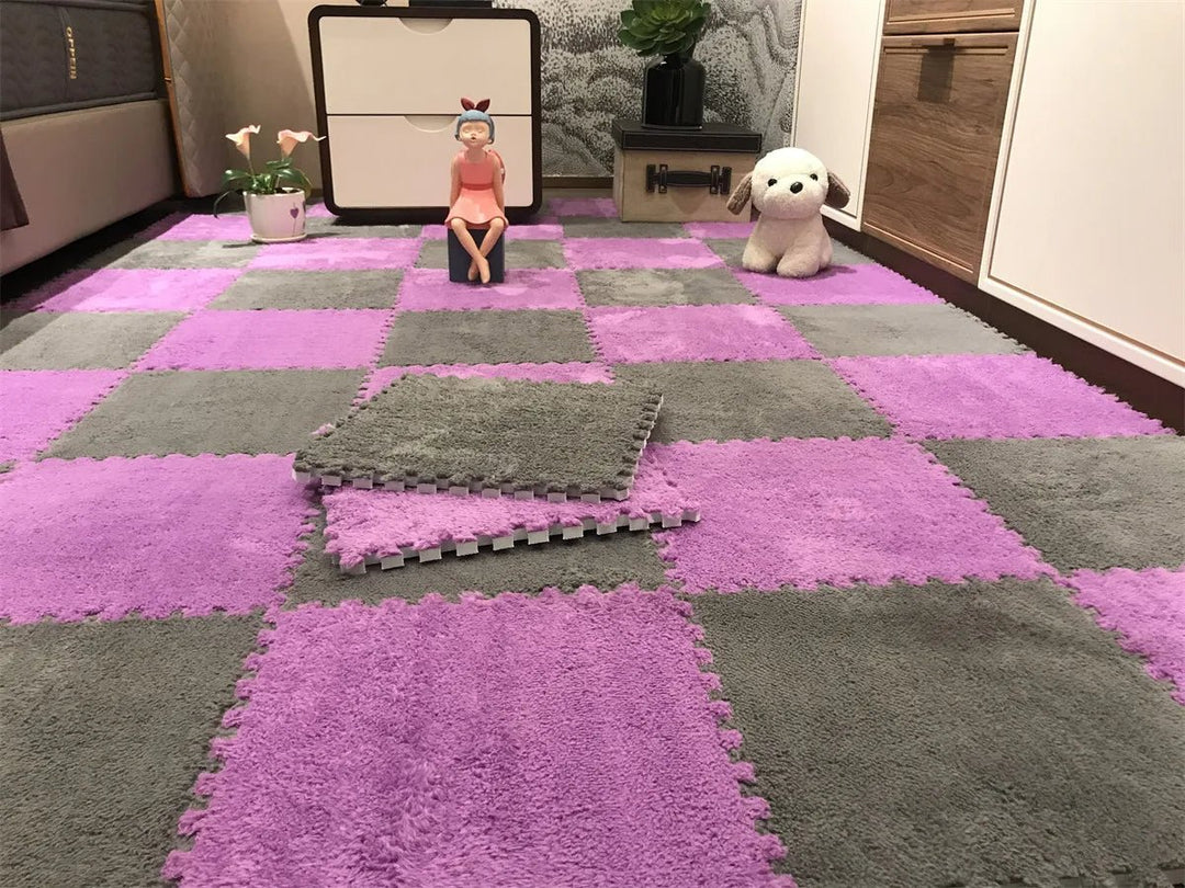 Plush Foam Play Mat Set interlocking edges detail