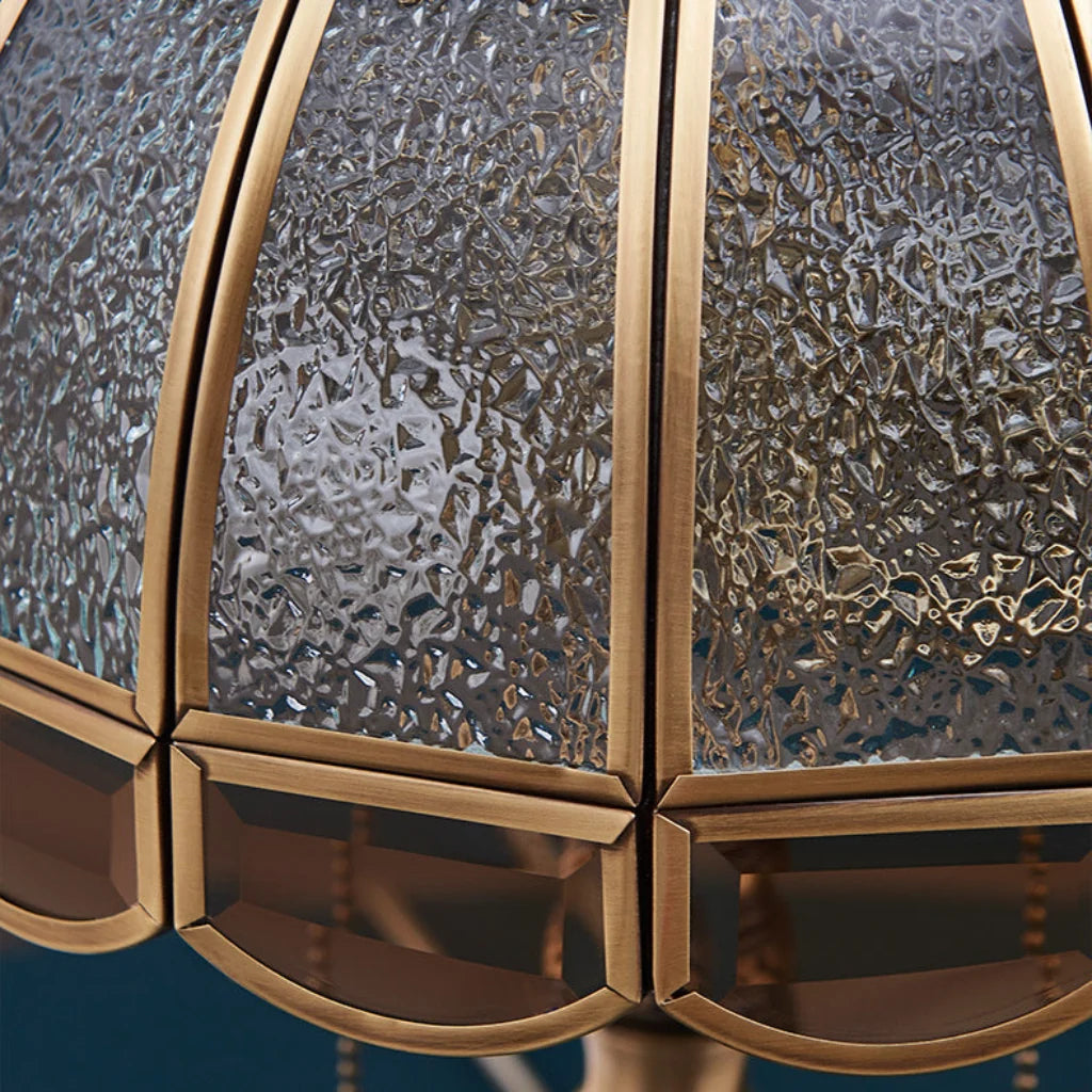 Gold Copper Frosted Glass Table Lamp, styled on a table