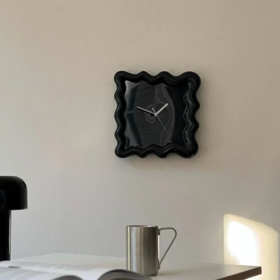 Glossy Melamine Squiggle Wall Clock front view