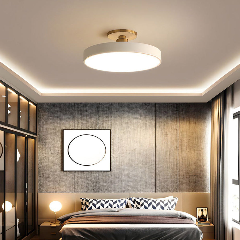 Modern Round LED Flush Mount Ceiling Light with Dimmable Options and Metallic Accent