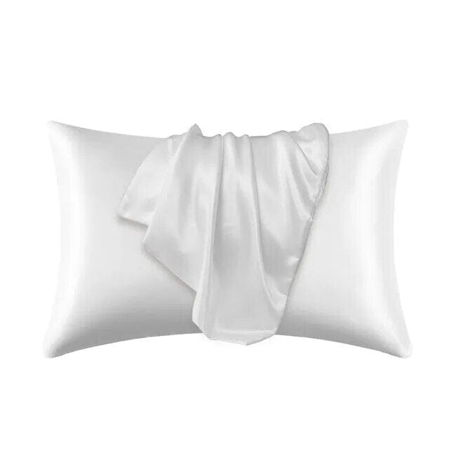 White 25-Momme Mulberry Silk Pillowcase front view