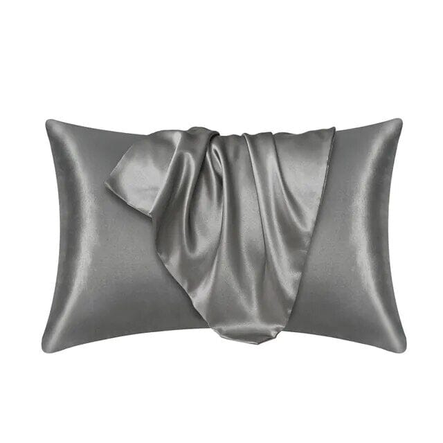 Dark Grey 25-Momme Mulberry Silk Pillowcase front view