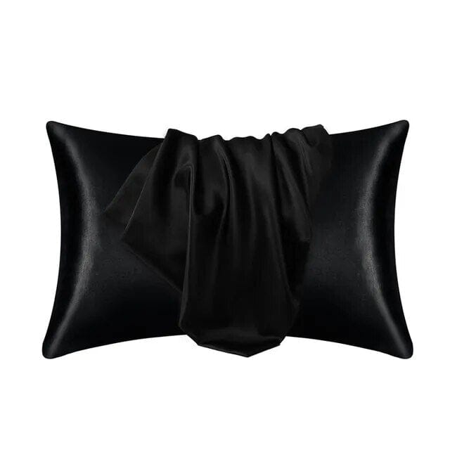 Black 25-Momme Mulberry Silk Pillowcase front view