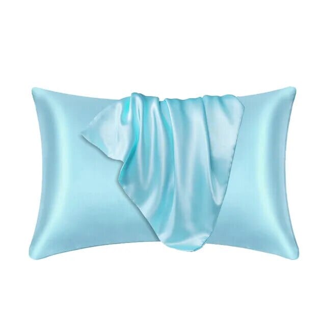 Sky Blue 25-Momme Mulberry Silk Pillowcase front view