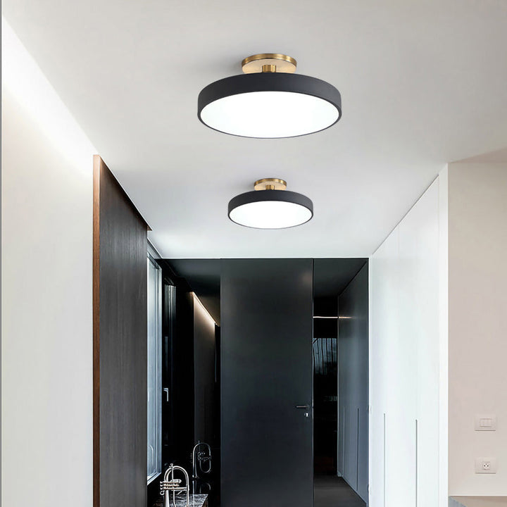 Modern Round LED Flush Mount Ceiling Light with Dimmable Options and Metallic Accent