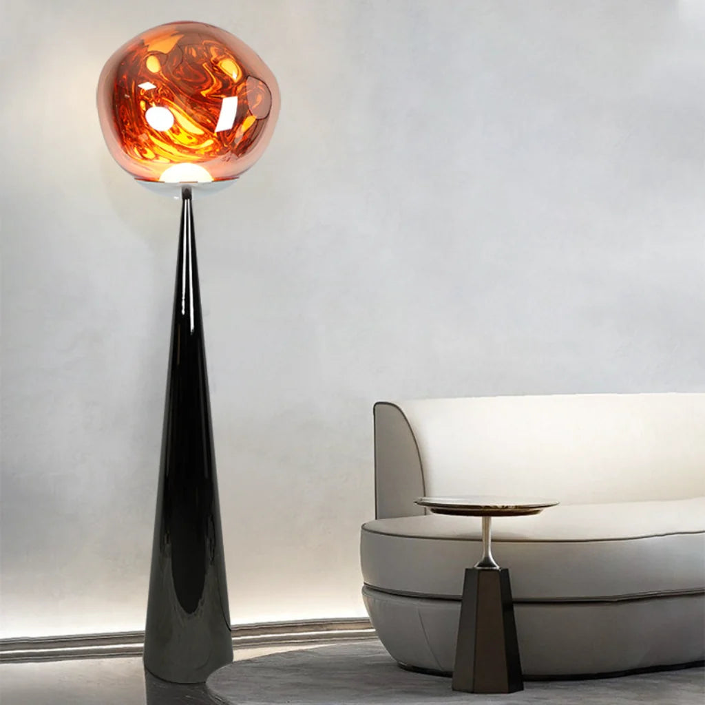 Sculptural Glass Floor Lamp – glass shade detail