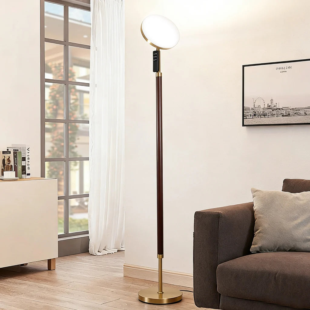 Walnut Solid Wood Disc Floor Lamp lifestyle