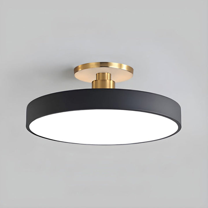 Modern Round LED Flush Mount Ceiling Light with Dimmable Options and Metallic Accent