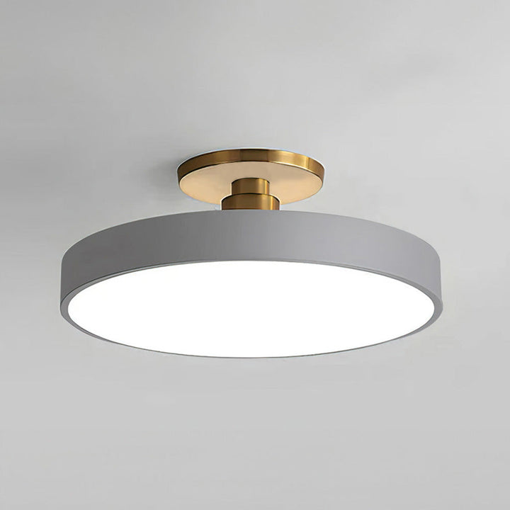 Modern Round LED Flush Mount Ceiling Light with Dimmable Options and Metallic Accent