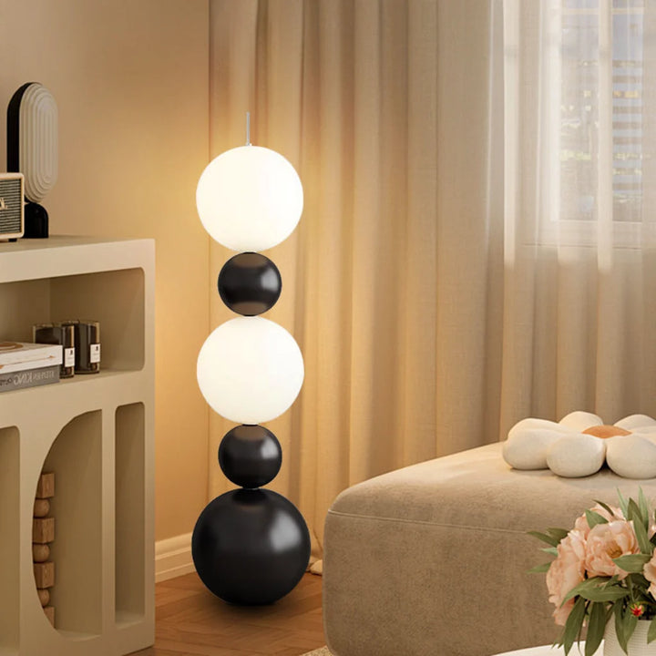 Black Metal 3-Globe Floor Lamp side view