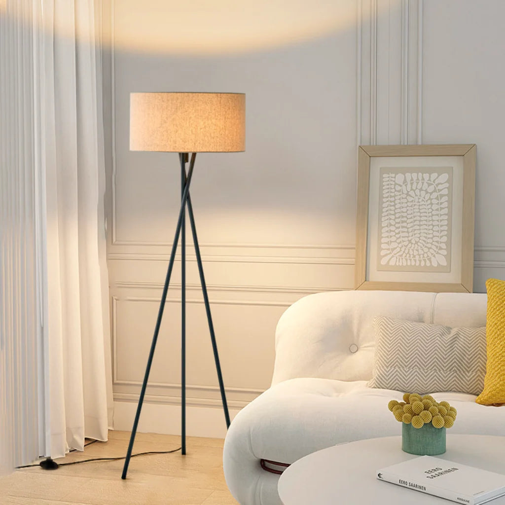 Tripod Fabric Shade Floor Lamp front view