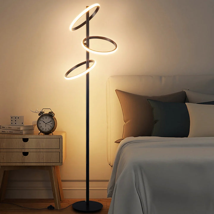 Black Acrylic Ring Floor Lamp in living room lifestyle
