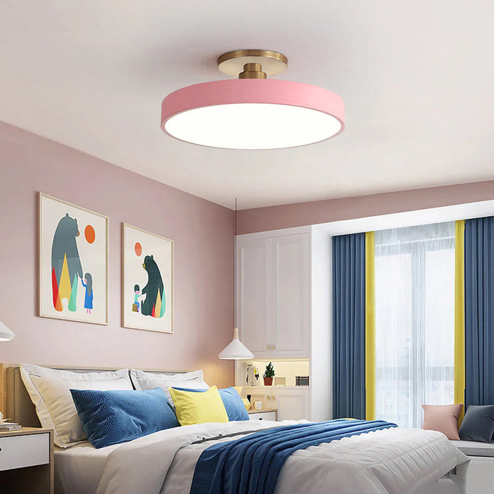 Modern Round LED Flush Mount Ceiling Light with Dimmable Options and Metallic Accent