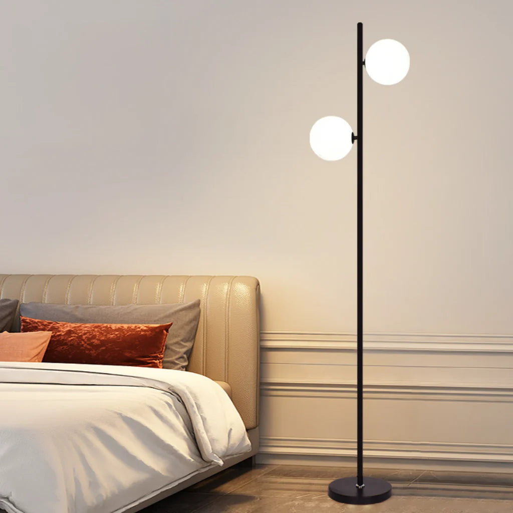 Golden Dual Globe Floor Lamp bedroom lifestyle