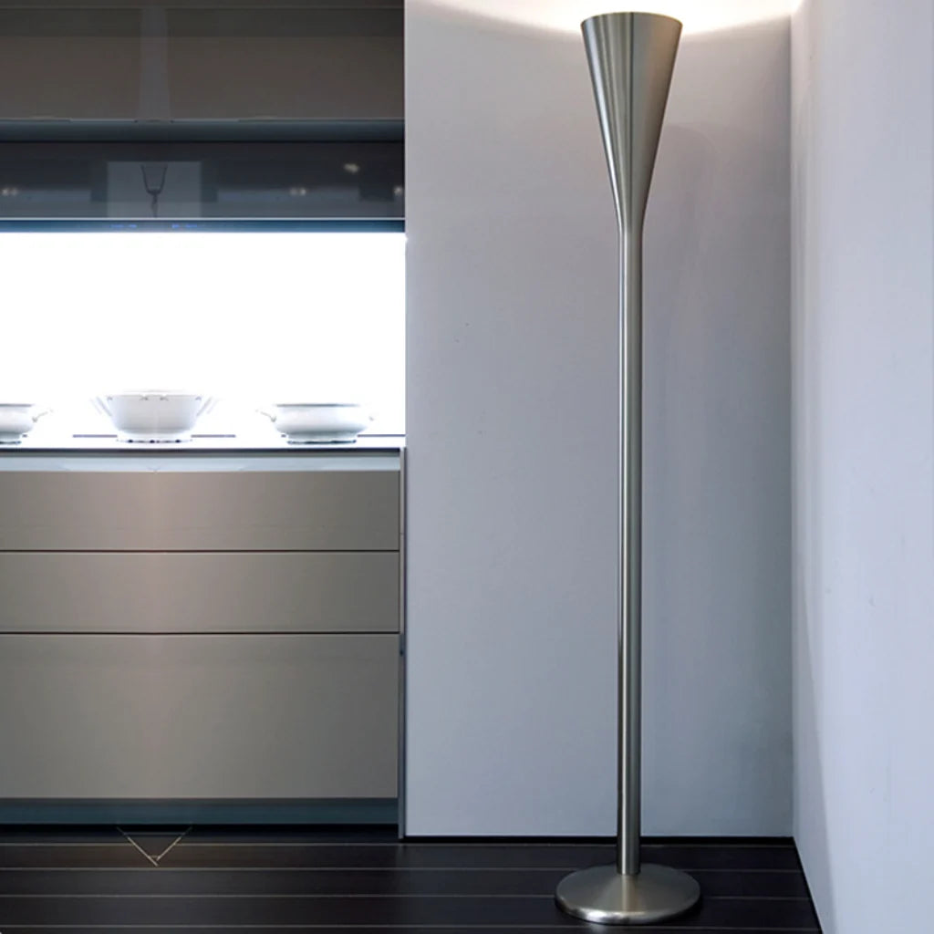 Stainless Steel Arc Floor Lamp, shade close-up