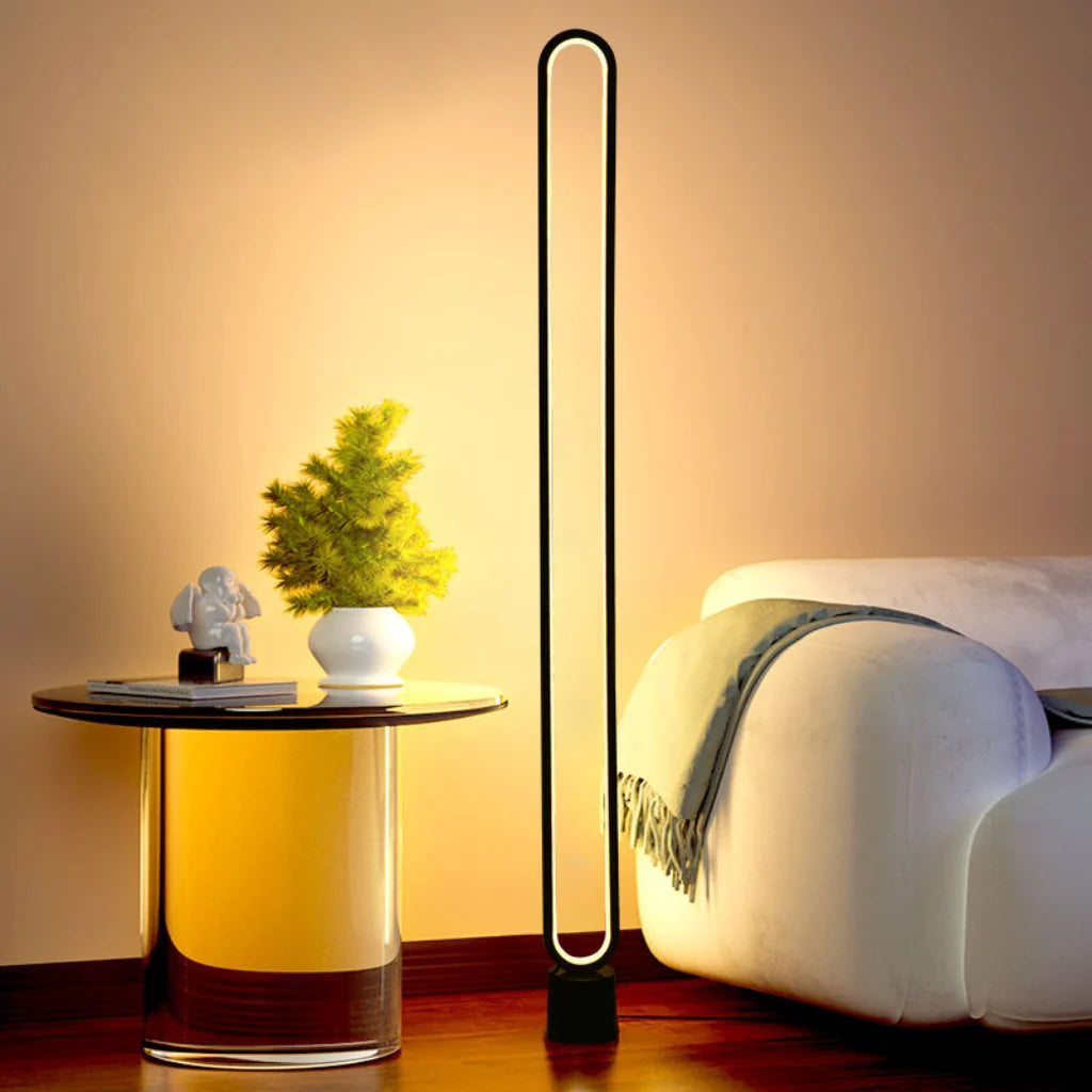 Black Slim Oval LED Floor Lamp lifestyle