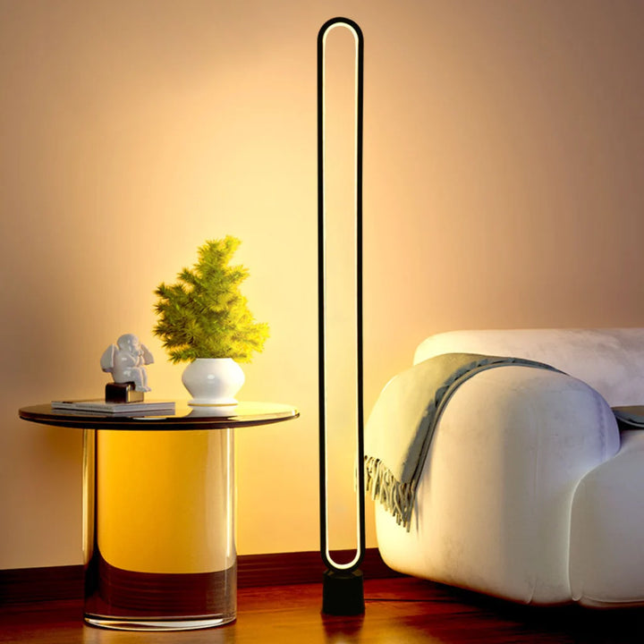 Black Slim Oval LED Floor Lamp lifestyle