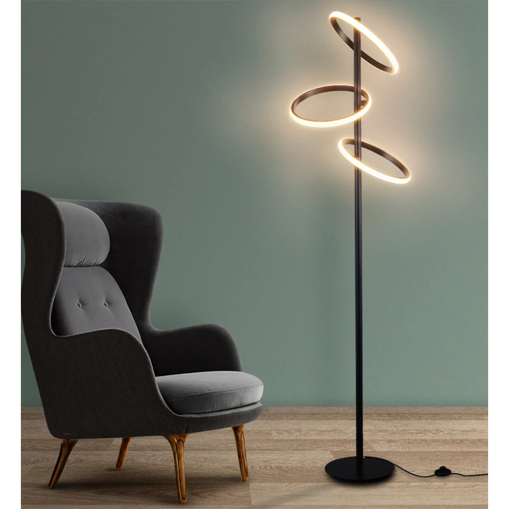 Black Acrylic Ring Floor Lamp front view